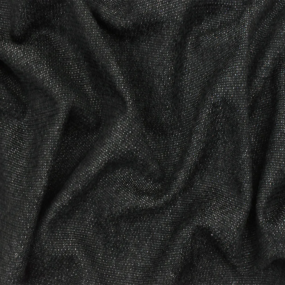 Basic Black-White Texture Stretch Wool Knit Fabric