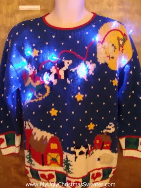 BEST 80s Farm Animals 2sided Light Up Ugly Christmas Jumper