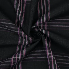 Black-Purple-Pink Polyester Wool Plaid Shirting Woven Fabric