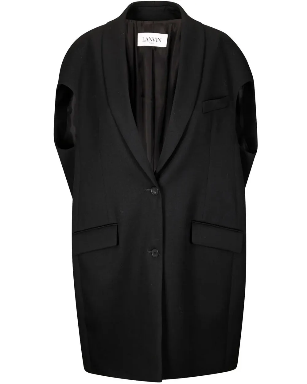 Black Sleeveless Cocoon Jacket