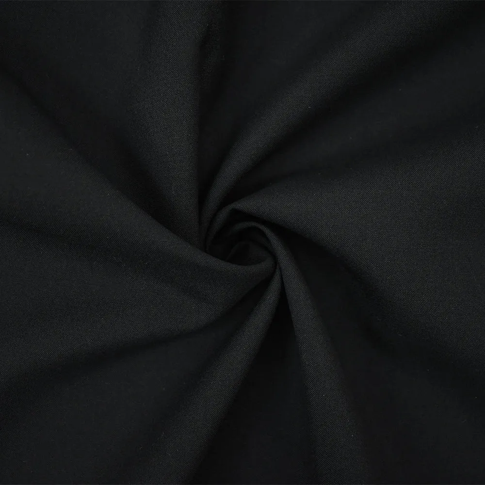 Black Tropical Wool Solid Plain Woven Shirting Fabric