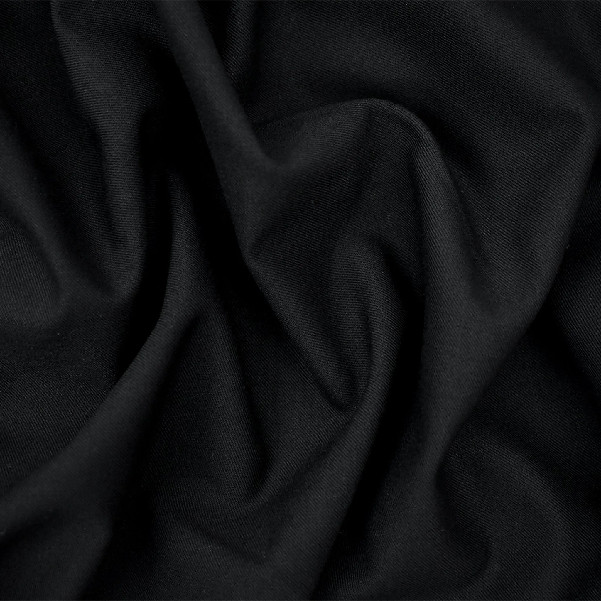 Black Wool Blend Solid Twill Woven Suiting Fabric