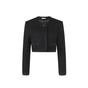 Black Wool Sequin Trimmed Jacket