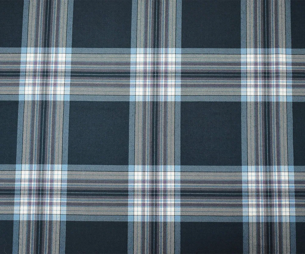 Blue-Mauve-Multi Poly-Wool Blend Plaid Twill Suiting Fabric