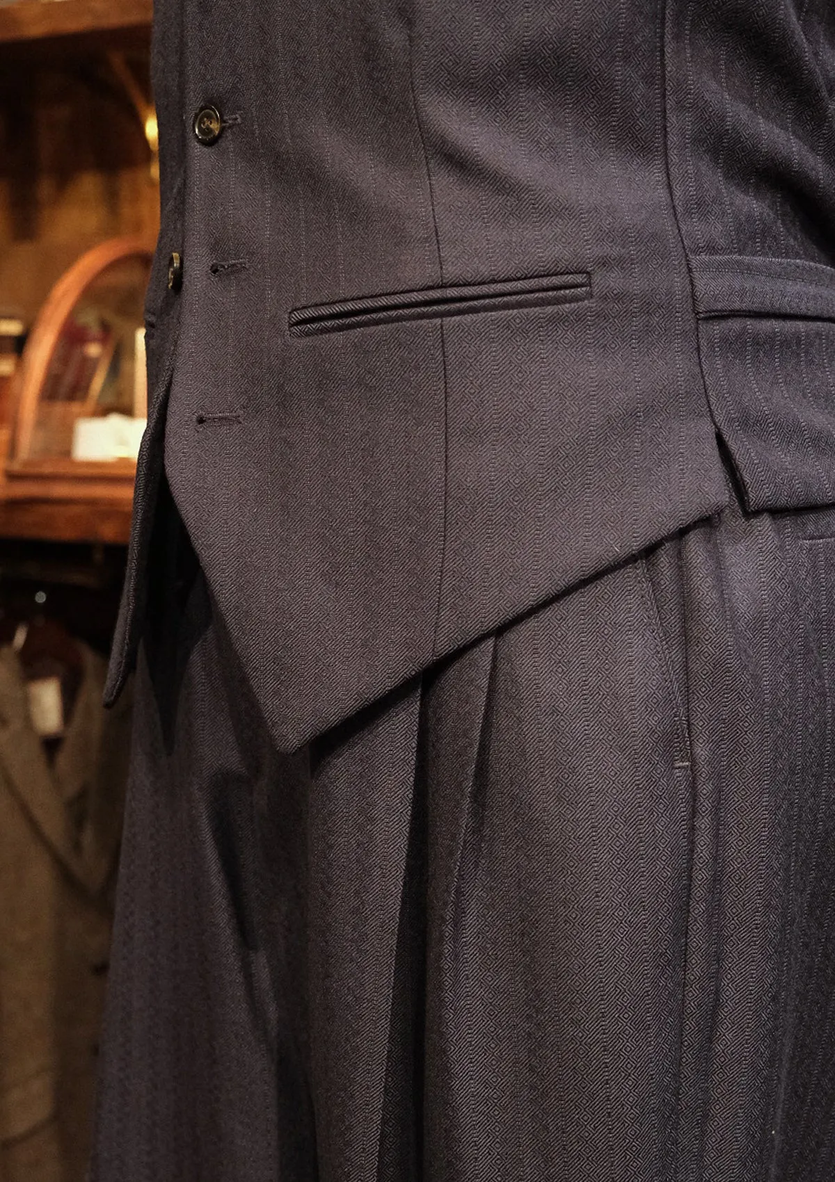 Brockman 'Clark' Trouser  - Navy Diamond Weave Wool