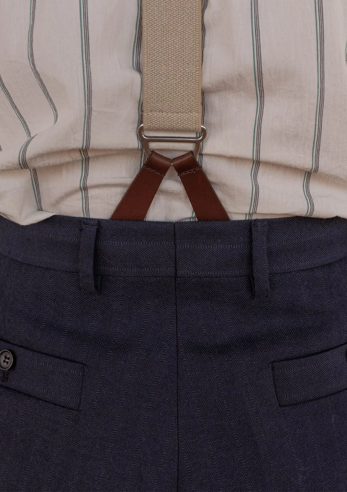 Brockman 'Clark' Trouser  - Navy Diamond Weave Wool