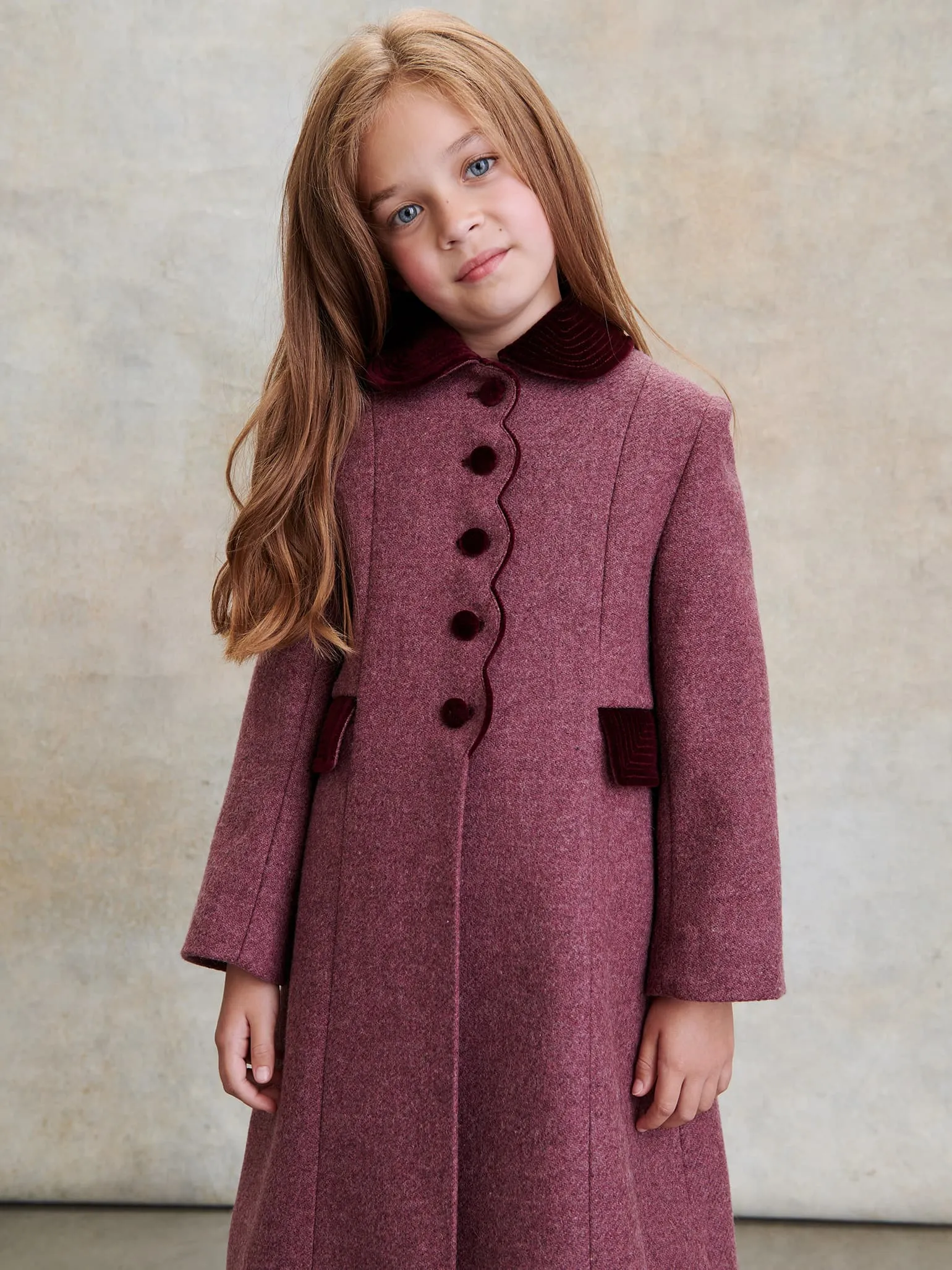 Burgundy Anisa Girl Wool Coat