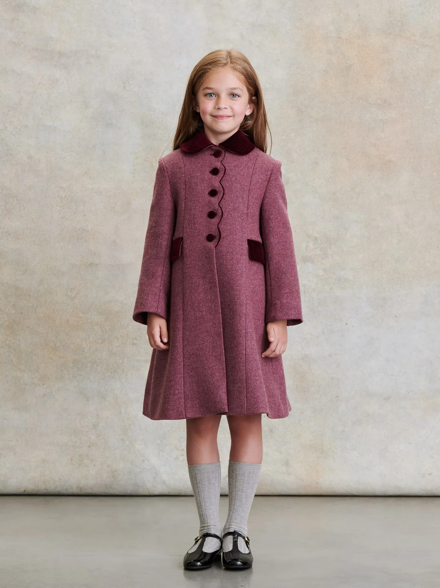 Burgundy Anisa Girl Wool Coat