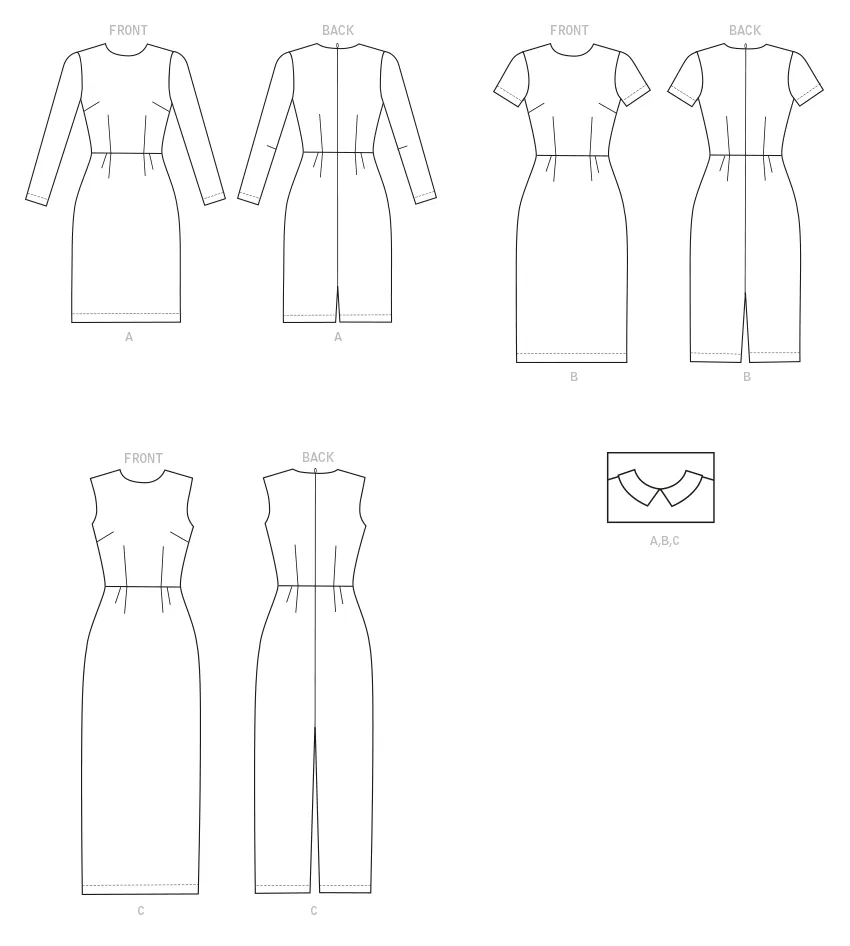 Butterick Pattern B6849 Misses' Fitpattern Dresses  &  Optional Collar