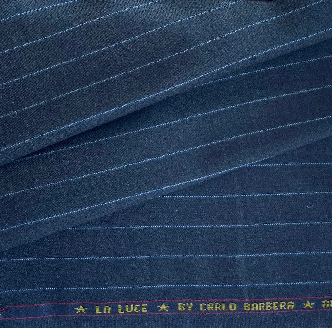 Carlos Barbera Off-Black & Lapis Selvedged Super 140s Wool Suiting (Made in Italy)