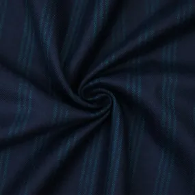 Deep Blue-Green Wool Stripe Suiting Twill Woven Fabric