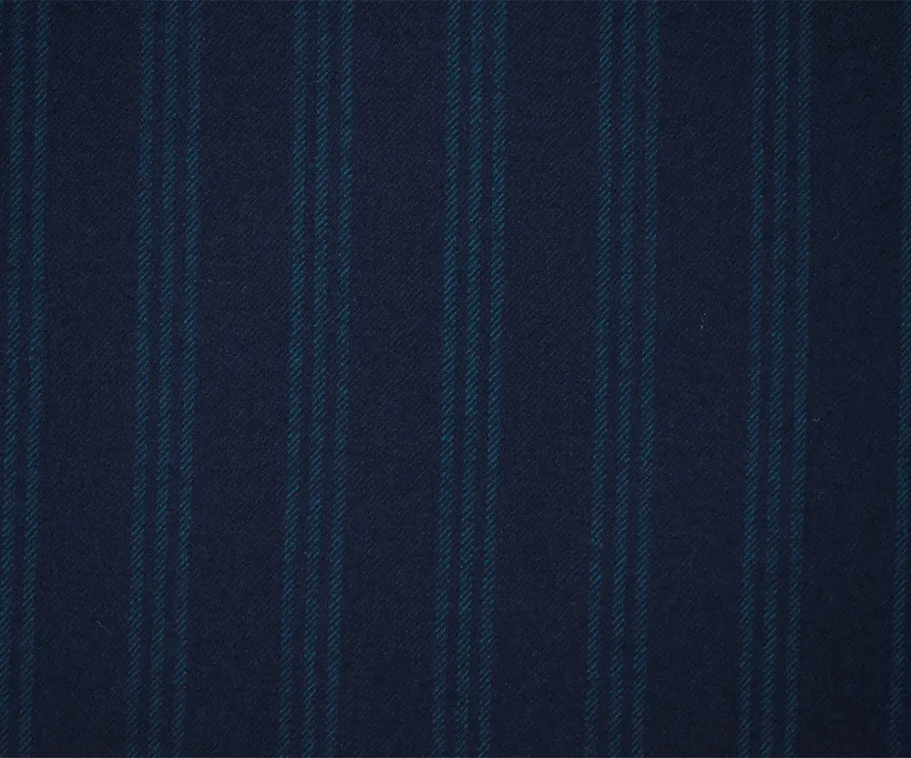 Deep Blue-Green Wool Stripe Suiting Twill Woven Fabric