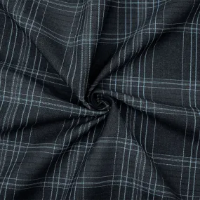 Deep Gray-Blue-Multi Plaid Woven Shirting Fabric