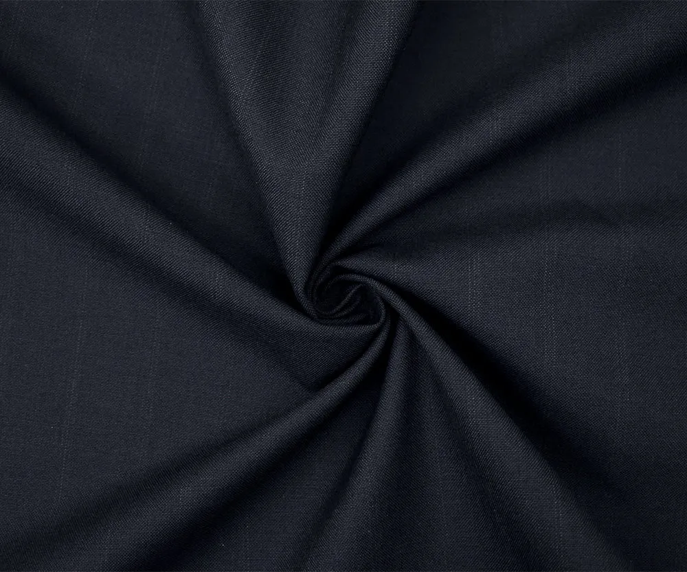 Deep Navy-Gray Wool Polyester Striped Woven Shirting Fabric