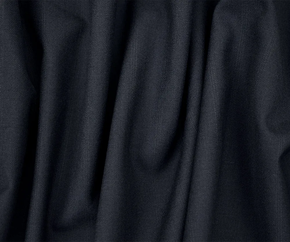 Deep Navy-Gray Wool Polyester Striped Woven Shirting Fabric