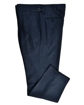 Dugdale Navy Blue Wool Flannel Dress Pant