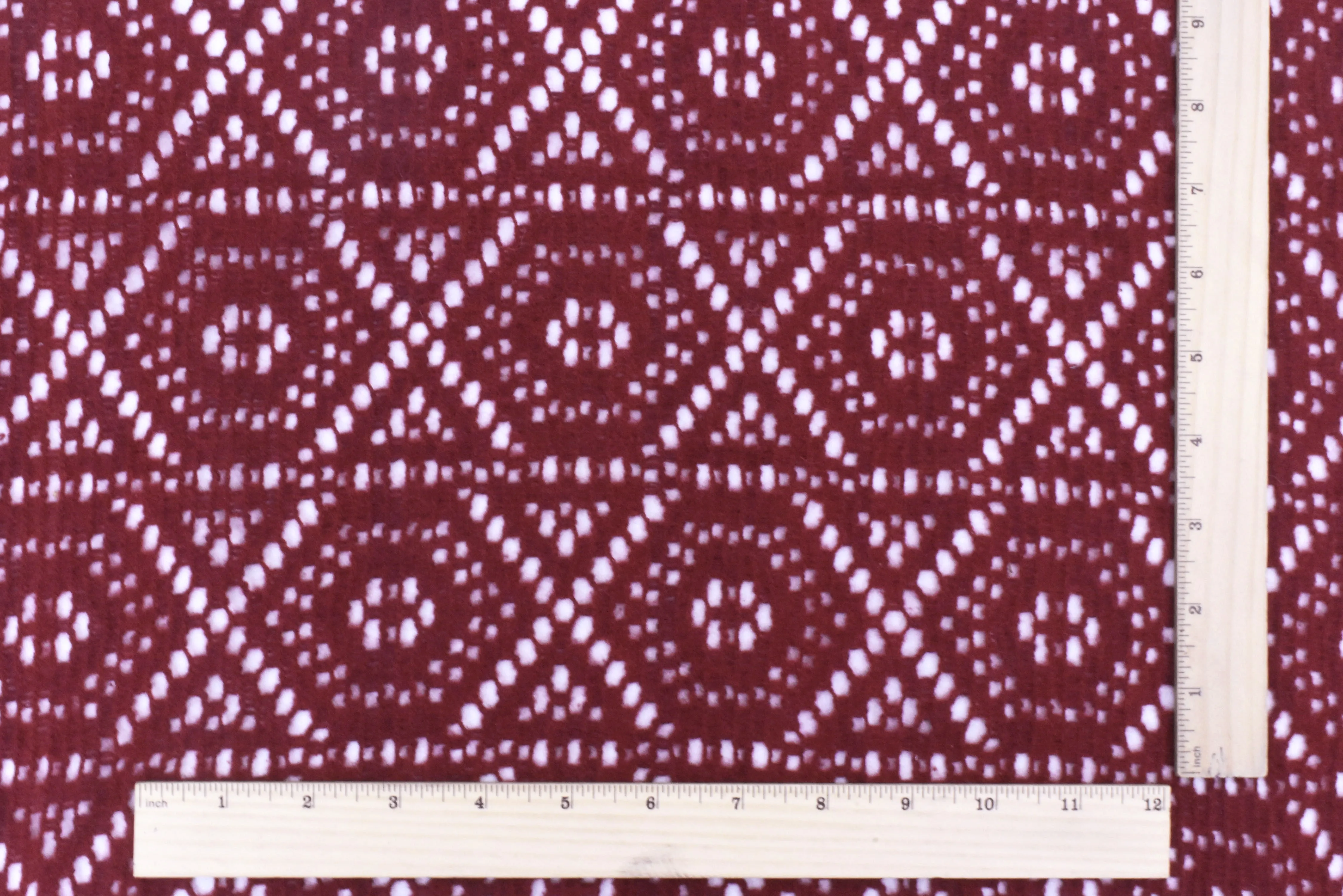 Earth Red Star Hexagon Wool-Poly Crochet Knit Fabric