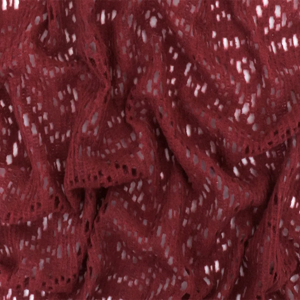 Earth Red Star Hexagon Wool-Poly Crochet Knit Fabric