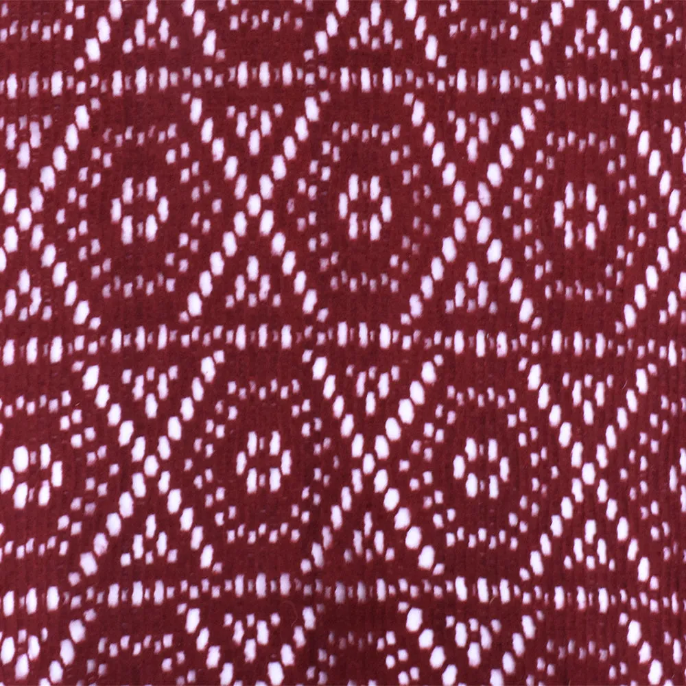 Earth Red Star Hexagon Wool-Poly Crochet Knit Fabric