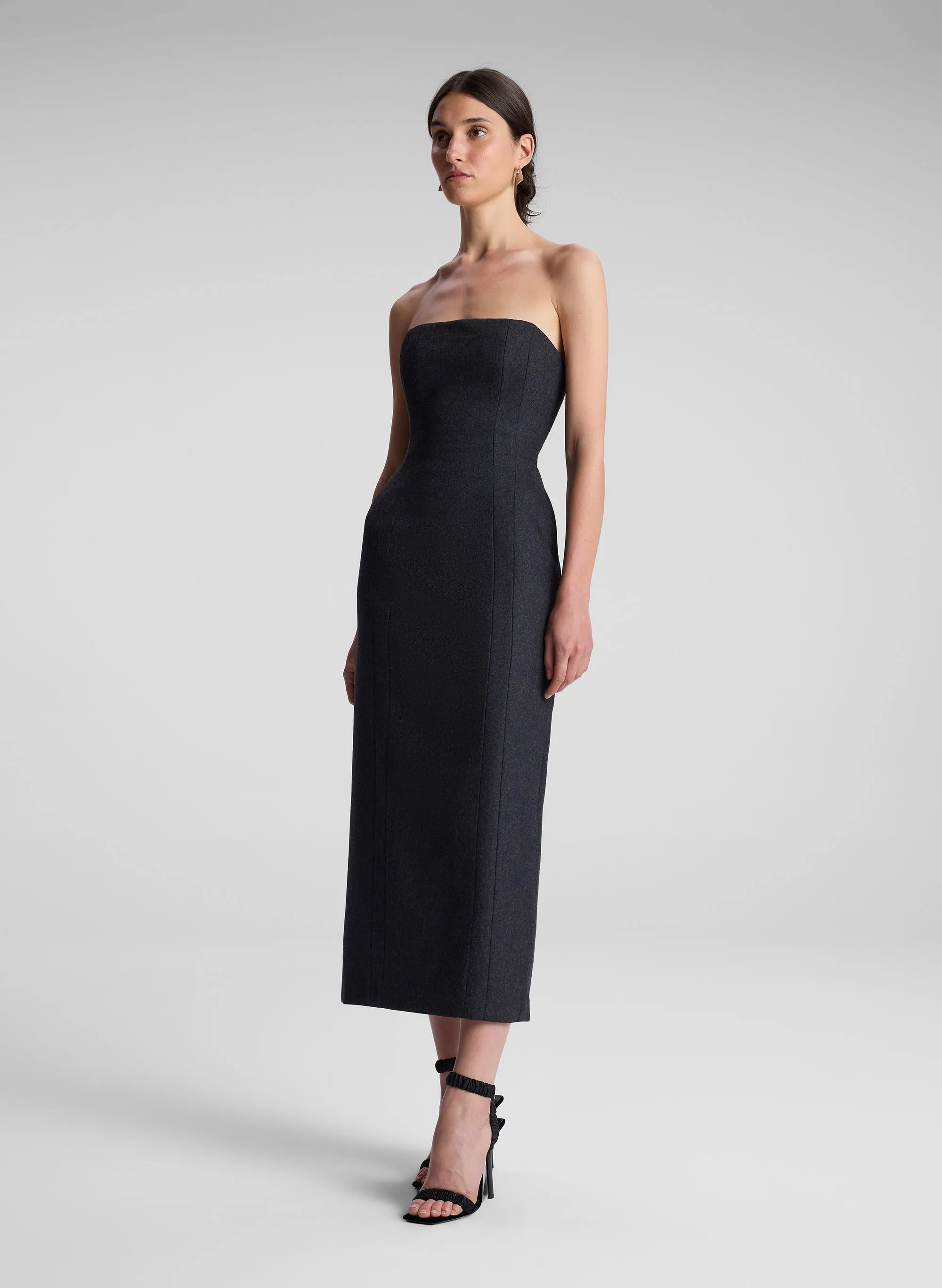 Elizabeth Wool Cashmere Strapless Midi Dress