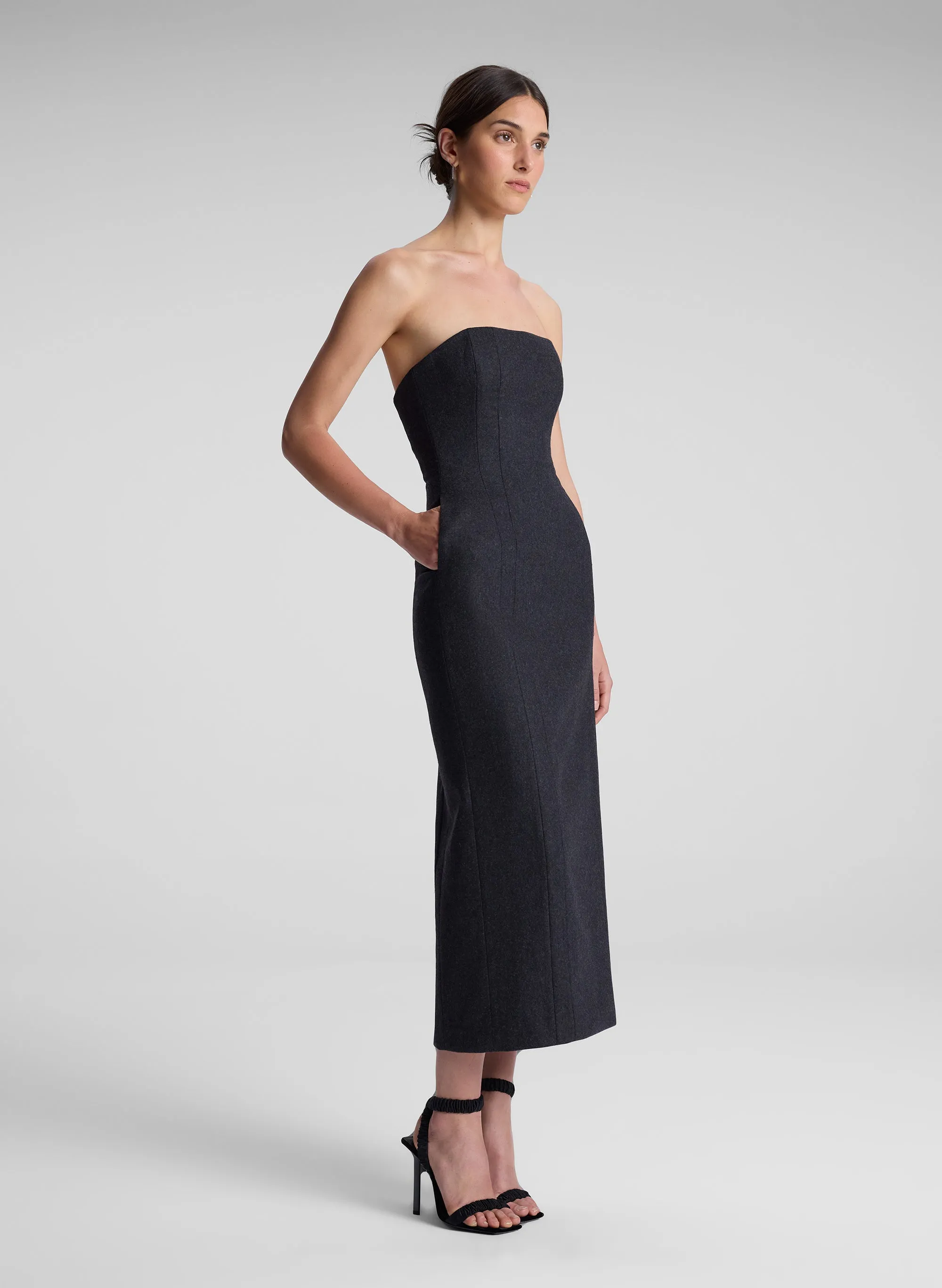 Elizabeth Wool Cashmere Strapless Midi Dress