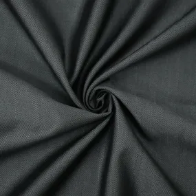 Gray-Black Wool-Polyester Irregular Herringbone Shirting Fabric