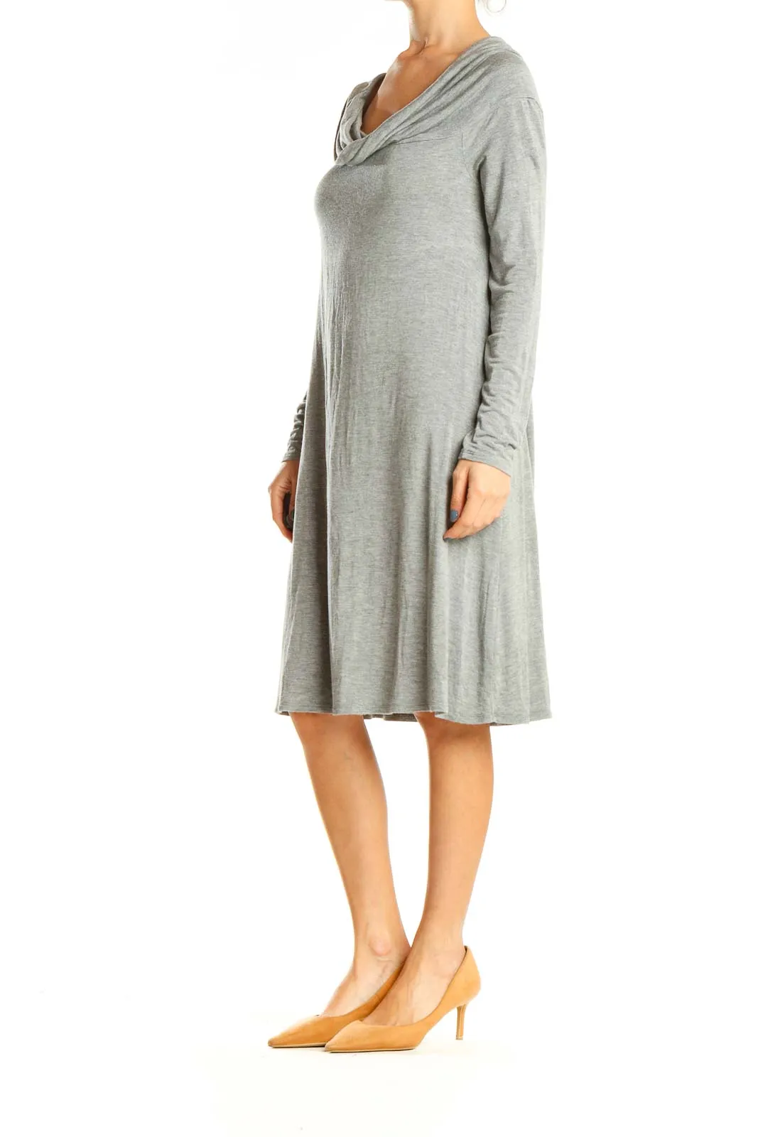 Gray Classic Cowl Neck Dress