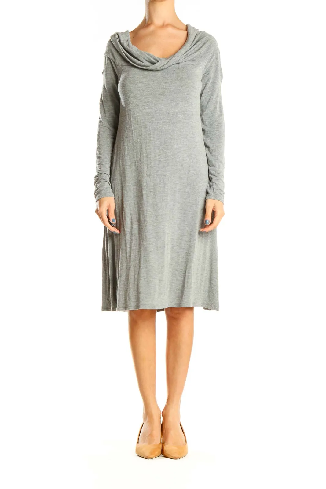 Gray Classic Cowl Neck Dress