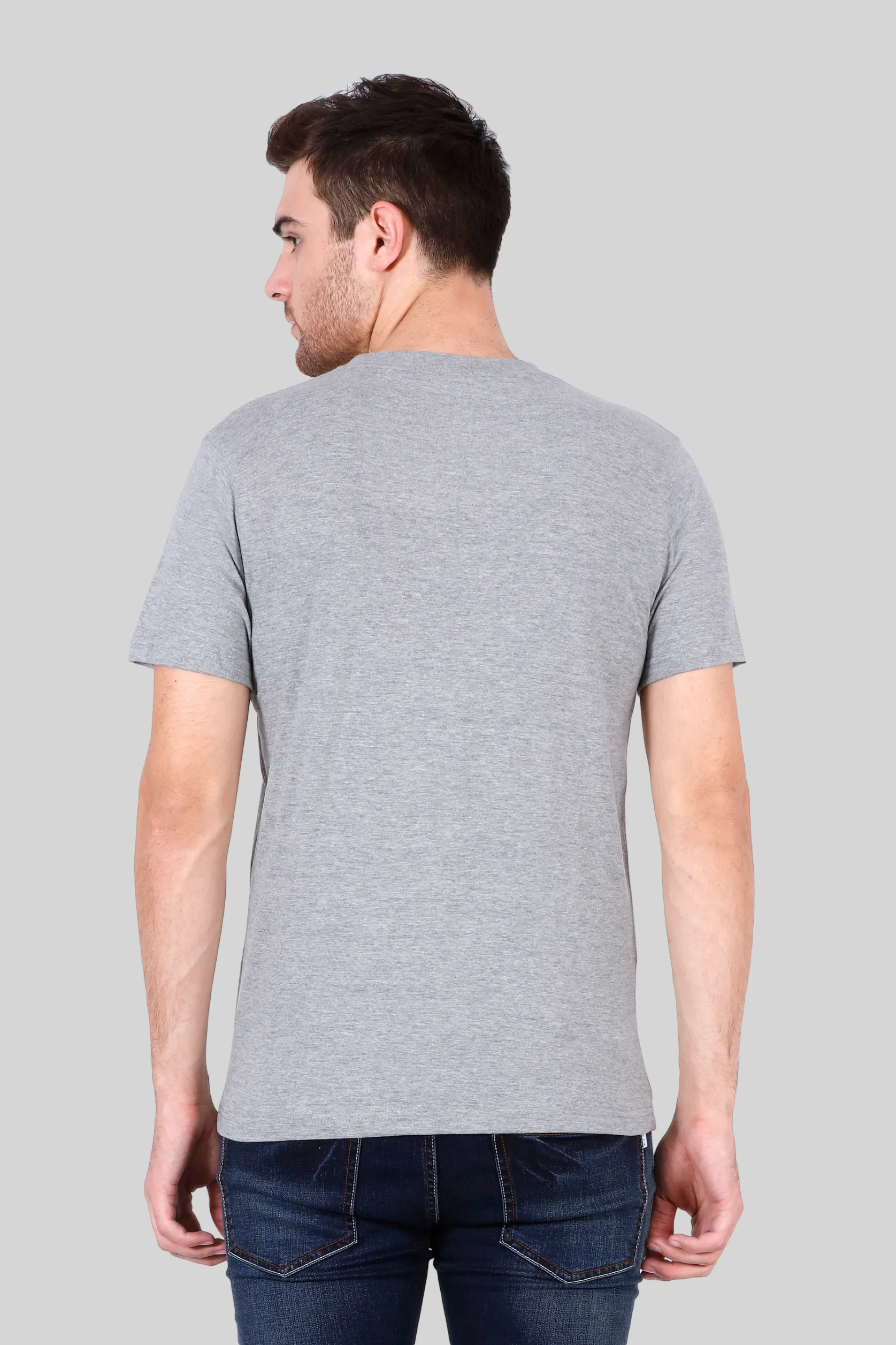 Grey Melange V Neck T-shirt for men