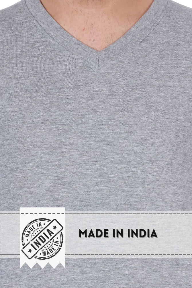 Grey Melange V Neck T-shirt for men