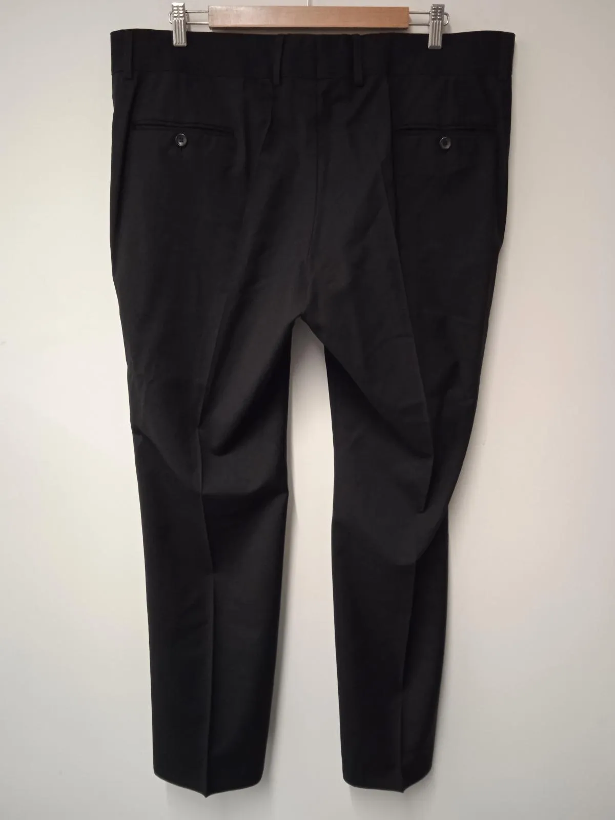 GUCCI Men's Black Wool Wide-Leg Contrast Stitching Suit Trousers IT56 UK46