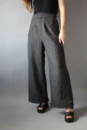 Handmade Charcoal Ultra High-Rise Wide Leg Trousers - M