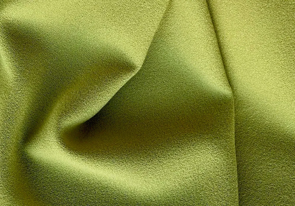 High-End Saturated Fresh Kiwi Green Selvedged Wool Crepe (Made in Italy)