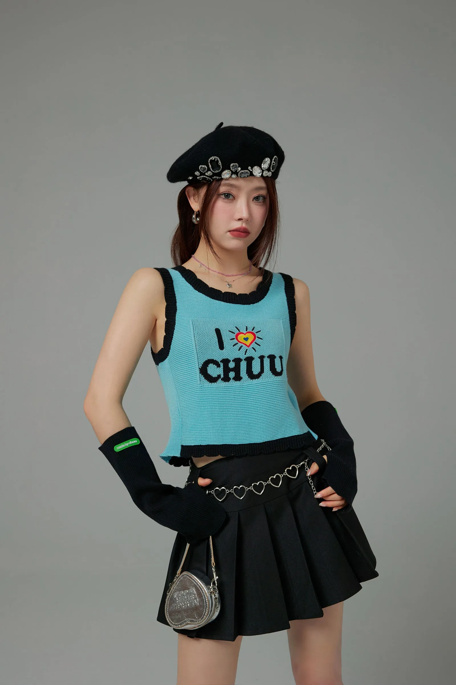 I Love Chuu Color Sleeveless Knit Sweater