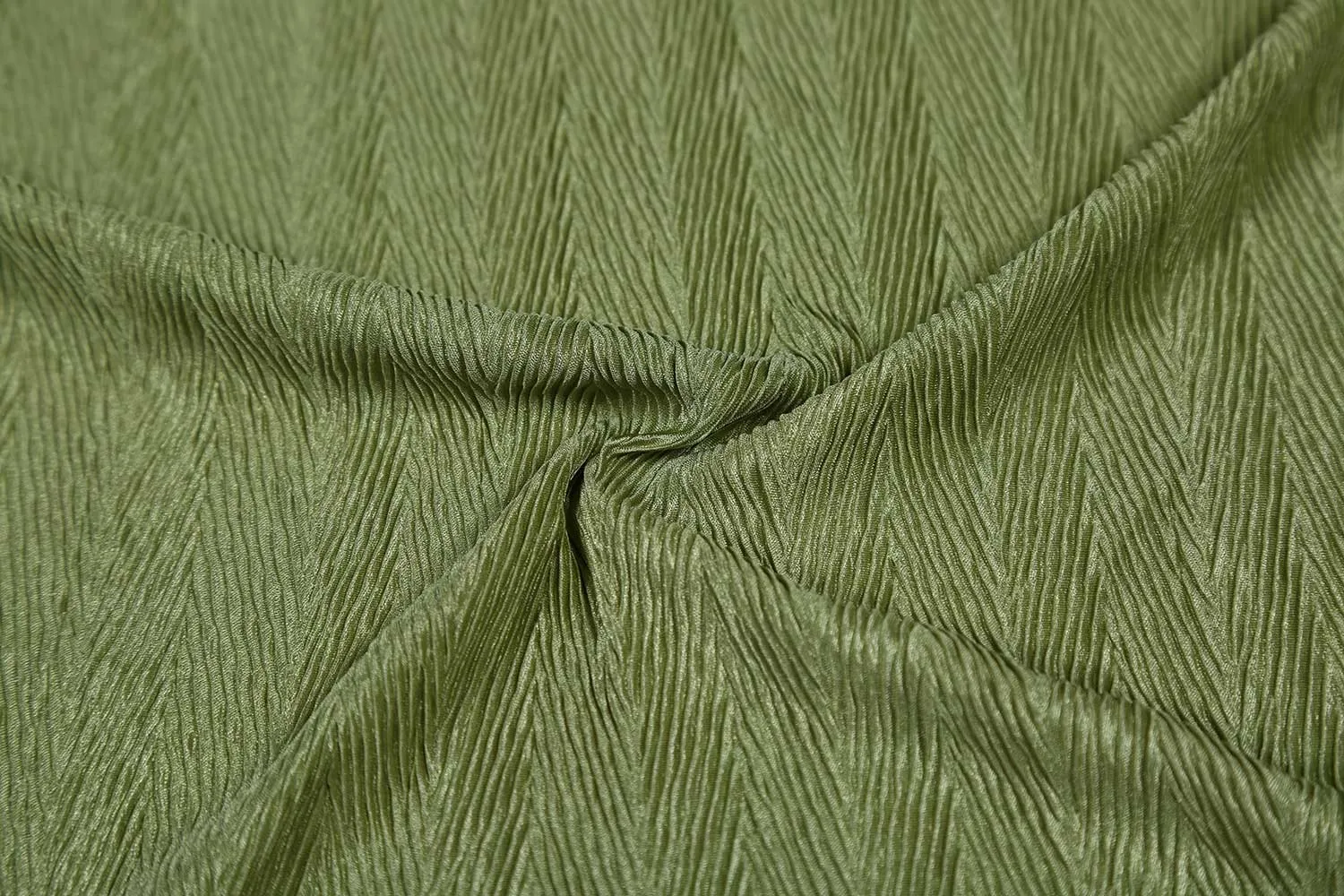 Light Green Herringbone Pleated Knit Fabric-2445422 Fabric