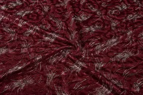 Maroon Foil Printed Crushed Knit Fabric