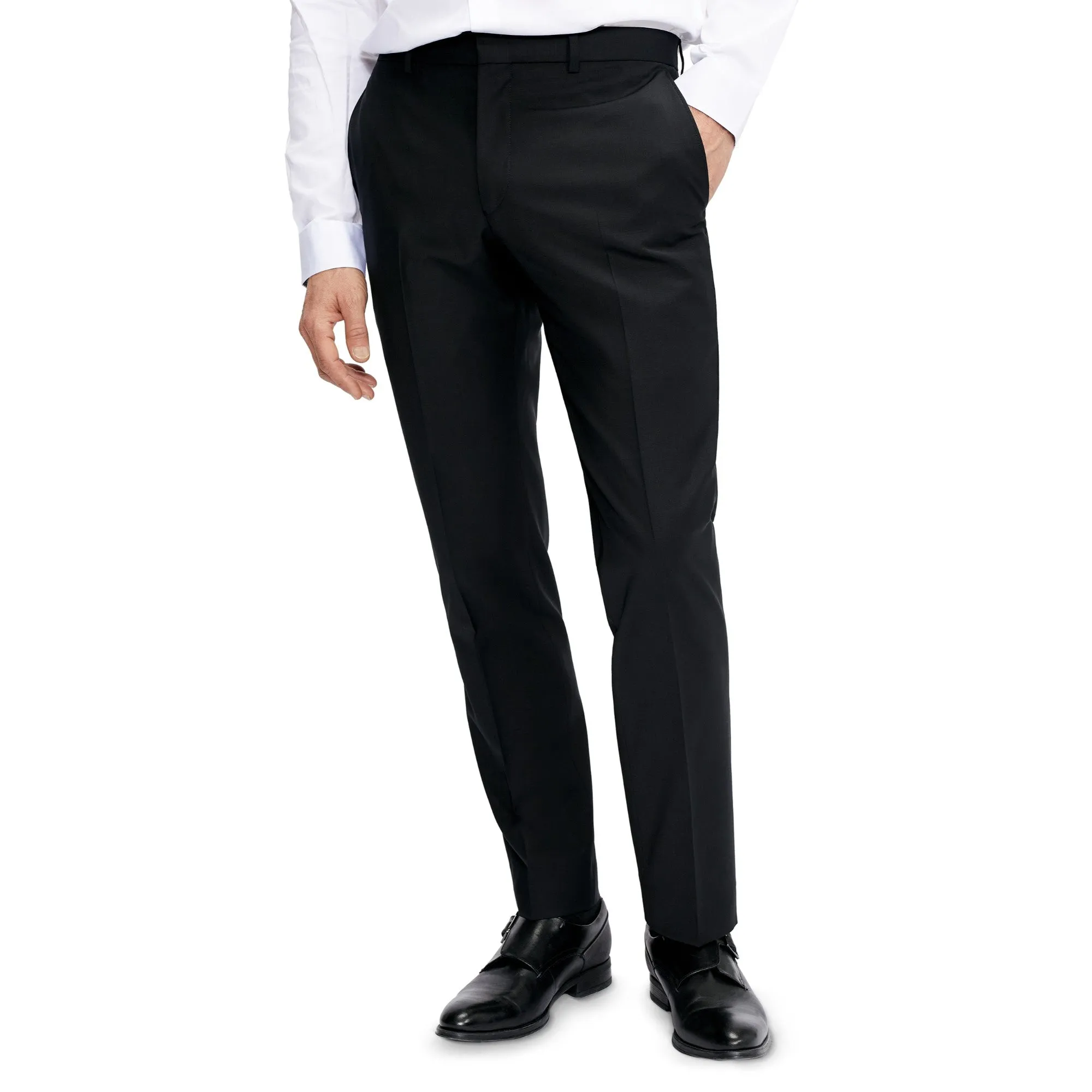 Men Mps-Volosts-Slim Fit Plain Suit Trouser - Black