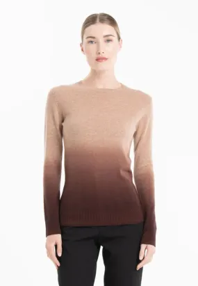 Mia 8 Camel/Brown Tie & Dye Cashmere Crew Neck Sweater