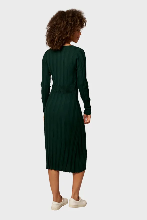 Midi V-Neck Merino Wool Dress