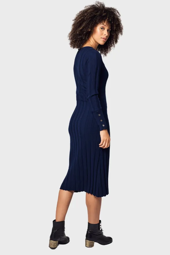 Midi V-Neck Merino Wool Dress