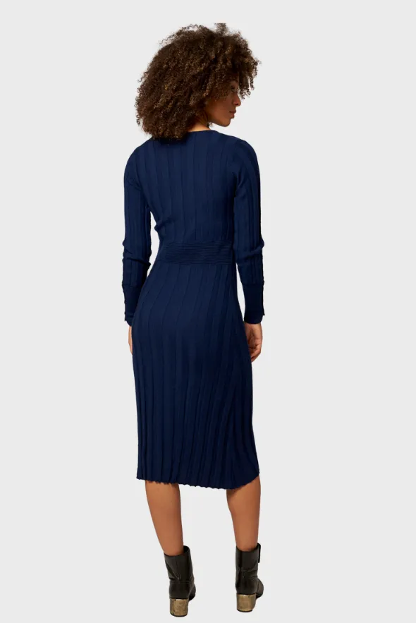 Midi V-Neck Merino Wool Dress