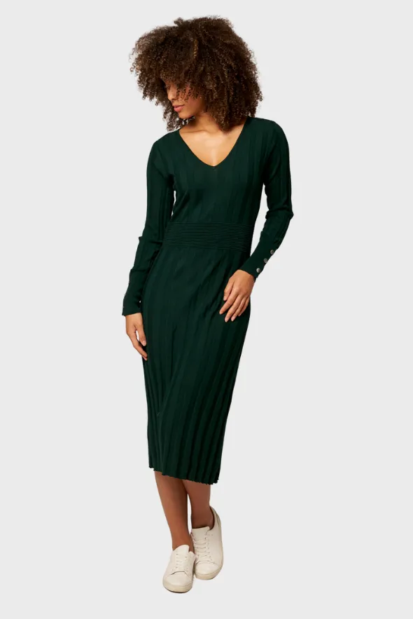 Midi V-Neck Merino Wool Dress