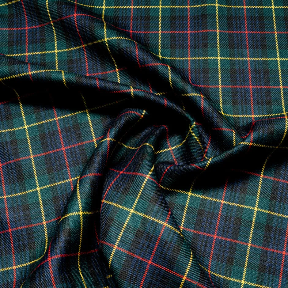 Multi-Coloured & Green Pure Wool Tartan