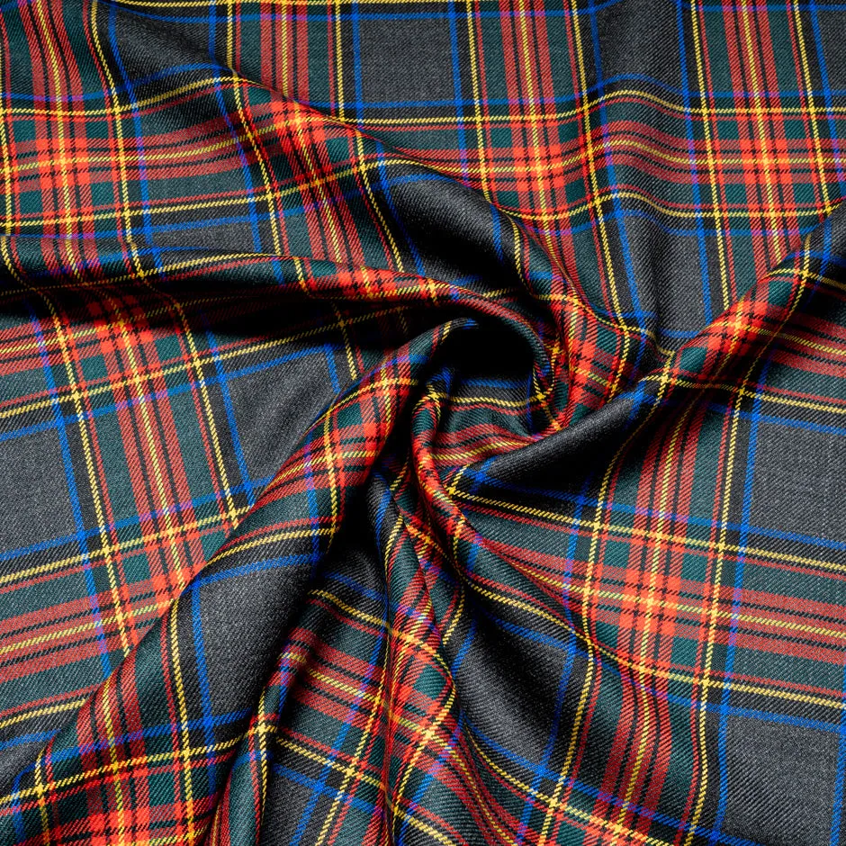 Multi-Coloured & Grey Pure Wool Tartan