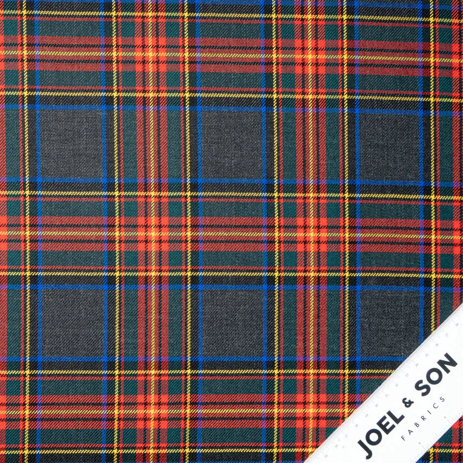 Multi-Coloured & Grey Pure Wool Tartan