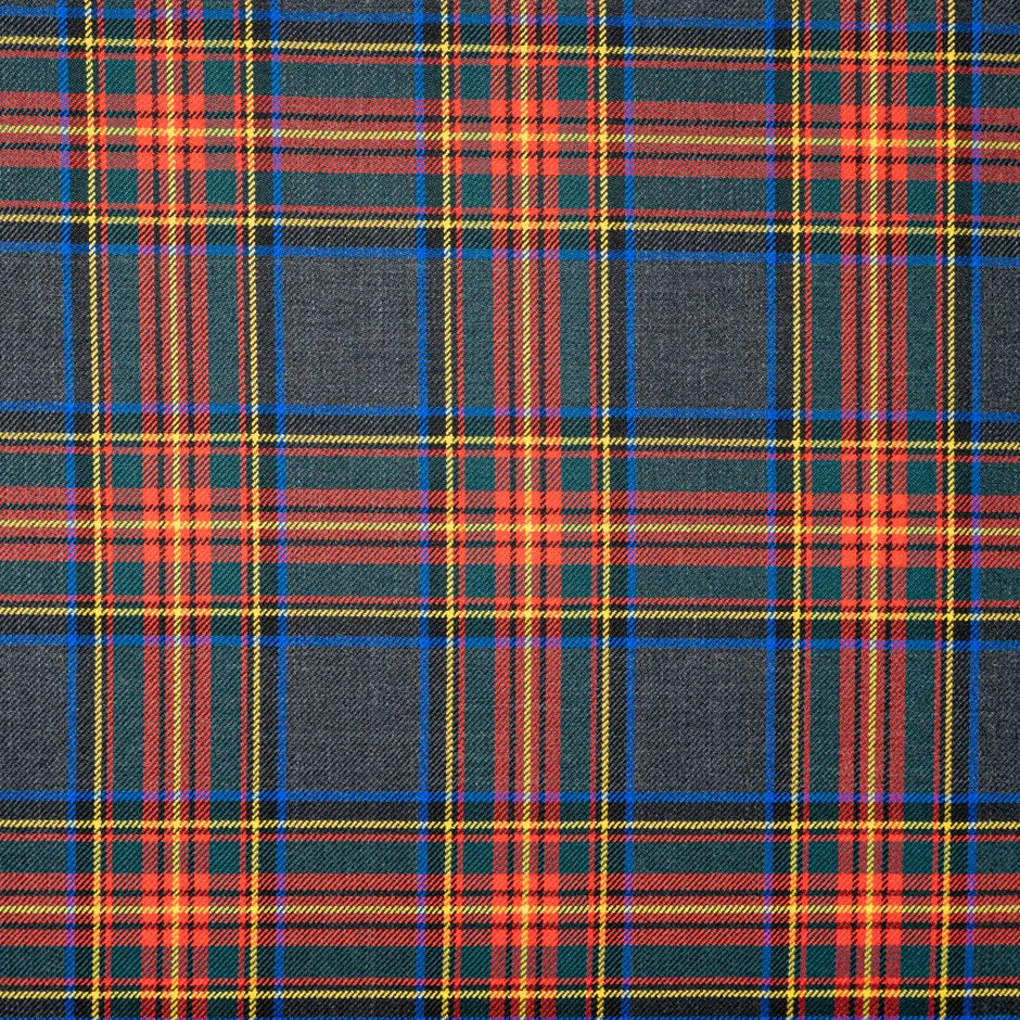 Multi-Coloured & Grey Pure Wool Tartan