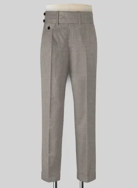 Napolean Sharkskin Light Brown Double Gurkha Wool Trousers