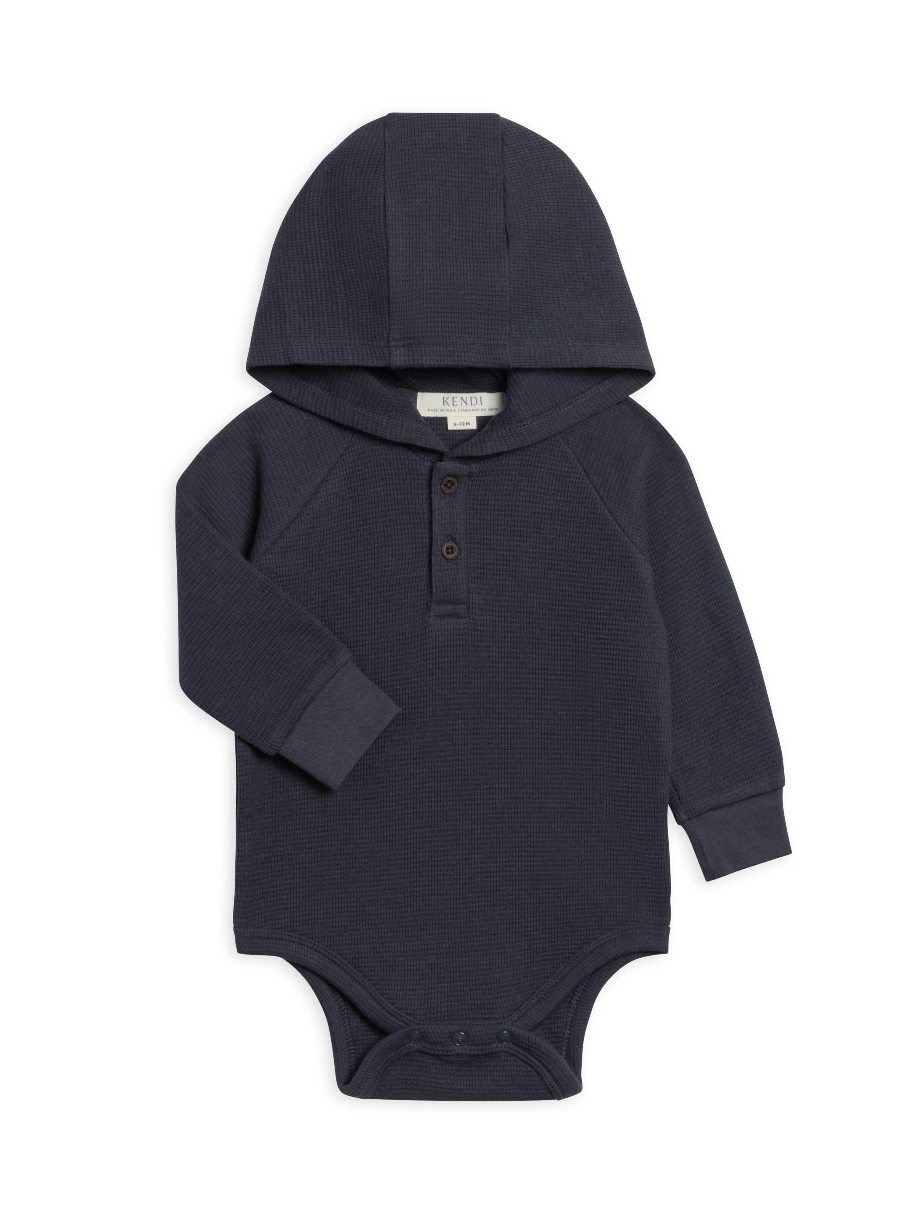 Navy Waffle Knit Hooded Onesie