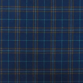 New Navy-Brown-Multi Plaid Wool Polyester Woven Suiting Fabric