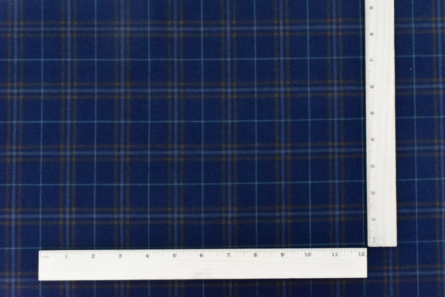 New Navy-Brown-Multi Plaid Wool Polyester Woven Suiting Fabric